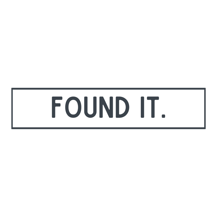 Four instances of the word 'FI' in different styles on a white background with the text 'FOUND IT.'